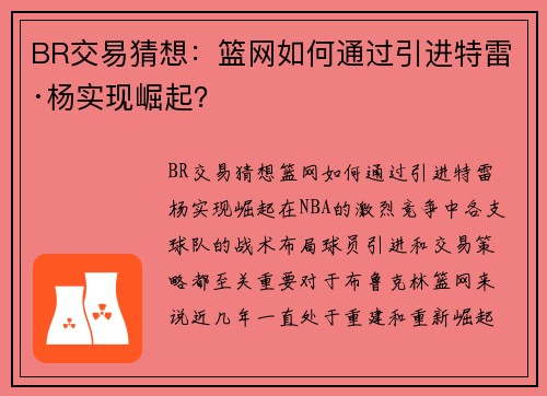 BR交易猜想：篮网如何通过引进特雷·杨实现崛起？