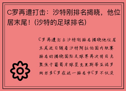C罗再遭打击：沙特刚排名揭晓，他位居末尾！(沙特的足球排名)